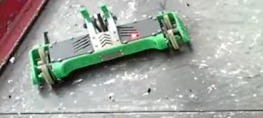 Top-down view of the full robot in the arena.
